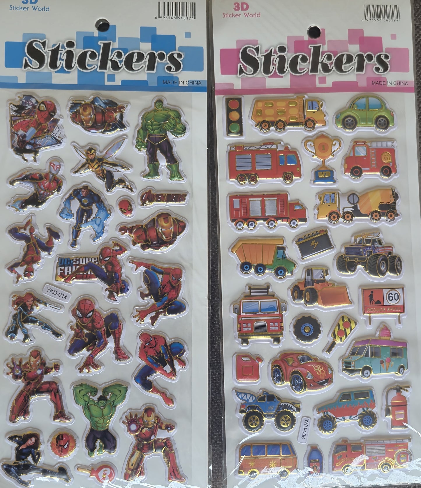 3D Spiderman & Car Stickers(Pack of 2 Sheets)