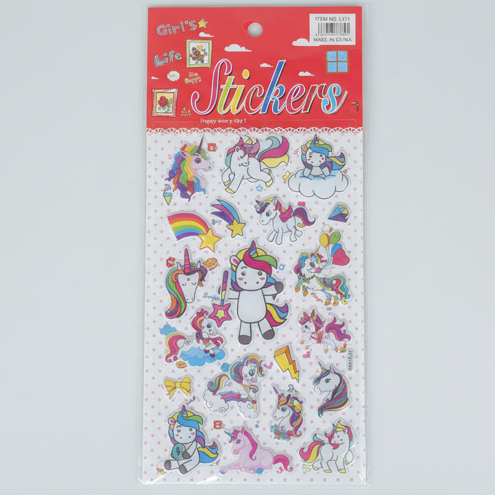 3D Unicorn Stickers Sheet Large