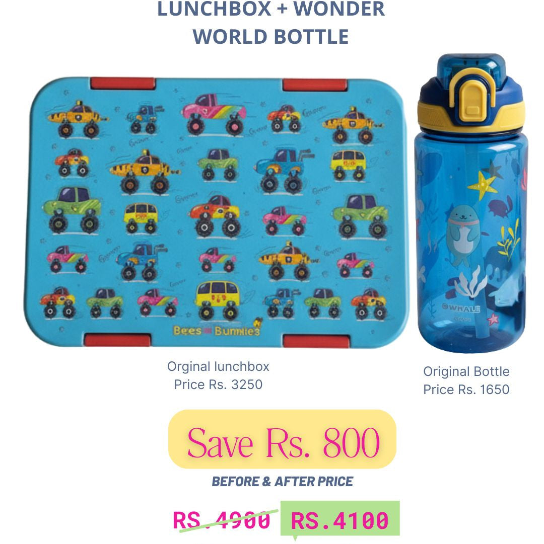Vehicle Theme Lunchbox + WonderWorld Bottle Deal