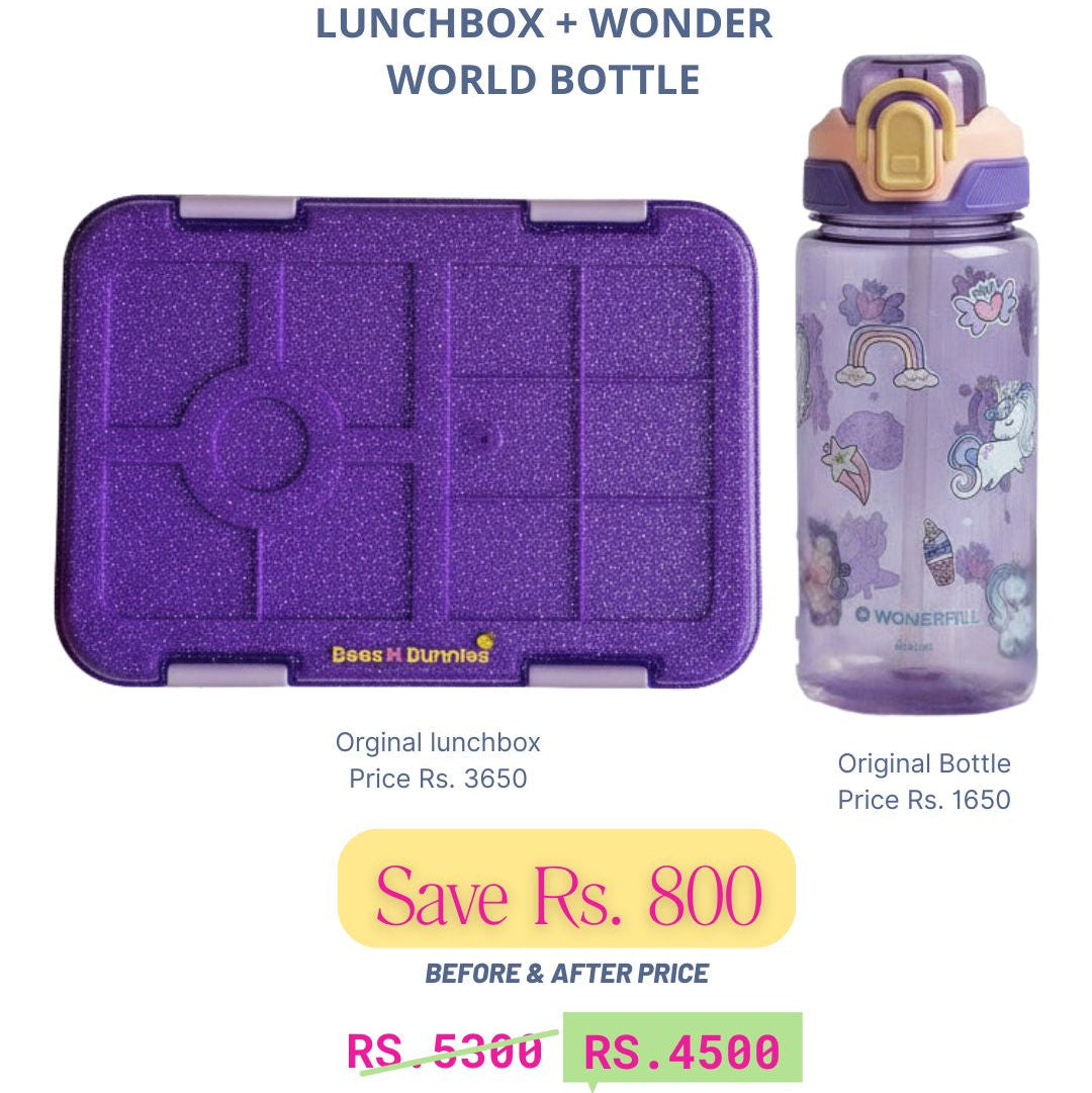 Purple Glitter Lunchbox + WonderWorld Bottle Deal