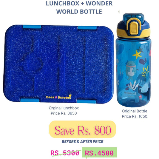Blue Glitter Lunchbox + WonderWorld Bottle Deal