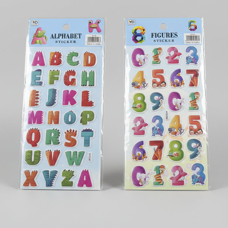 3D ABC & 123 Stickers (Pack of 2 Sheets)