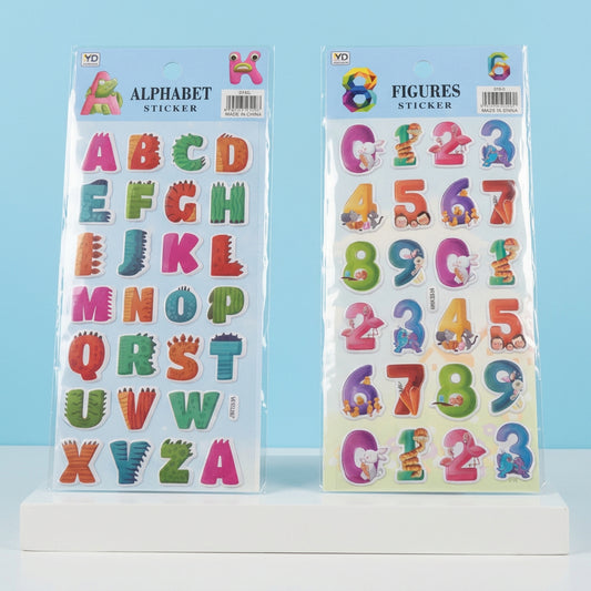 3D ABC & 123 Stickers (Pack of 2 Sheets)