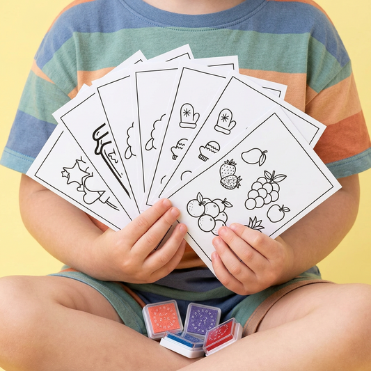 Kids Easy Finger Stamp Coloring Sheets (Pack of 6)