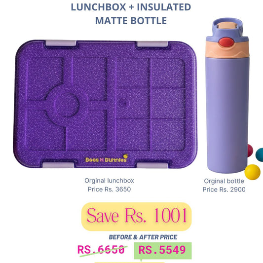 Purple Glitter Lunchbox + Lilac Insulated Matte Bottle