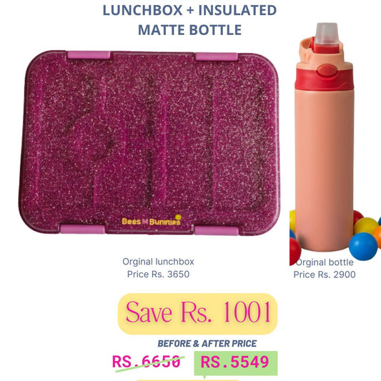 Pink Glitter Lunchbox + Pink Insulated Matte Bottle