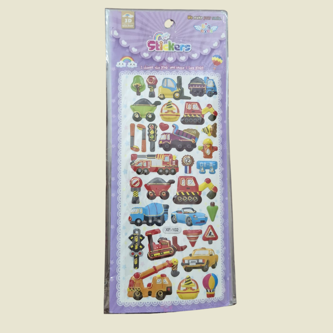 3D Vehicles Stickers (Pack of 2 Sheets)