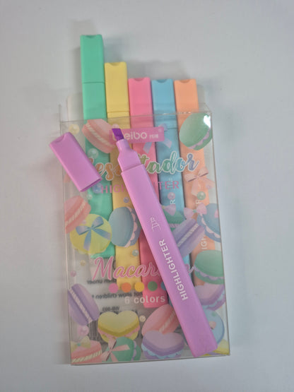 Macaron Pastel Highlighter Markers Set Of 6