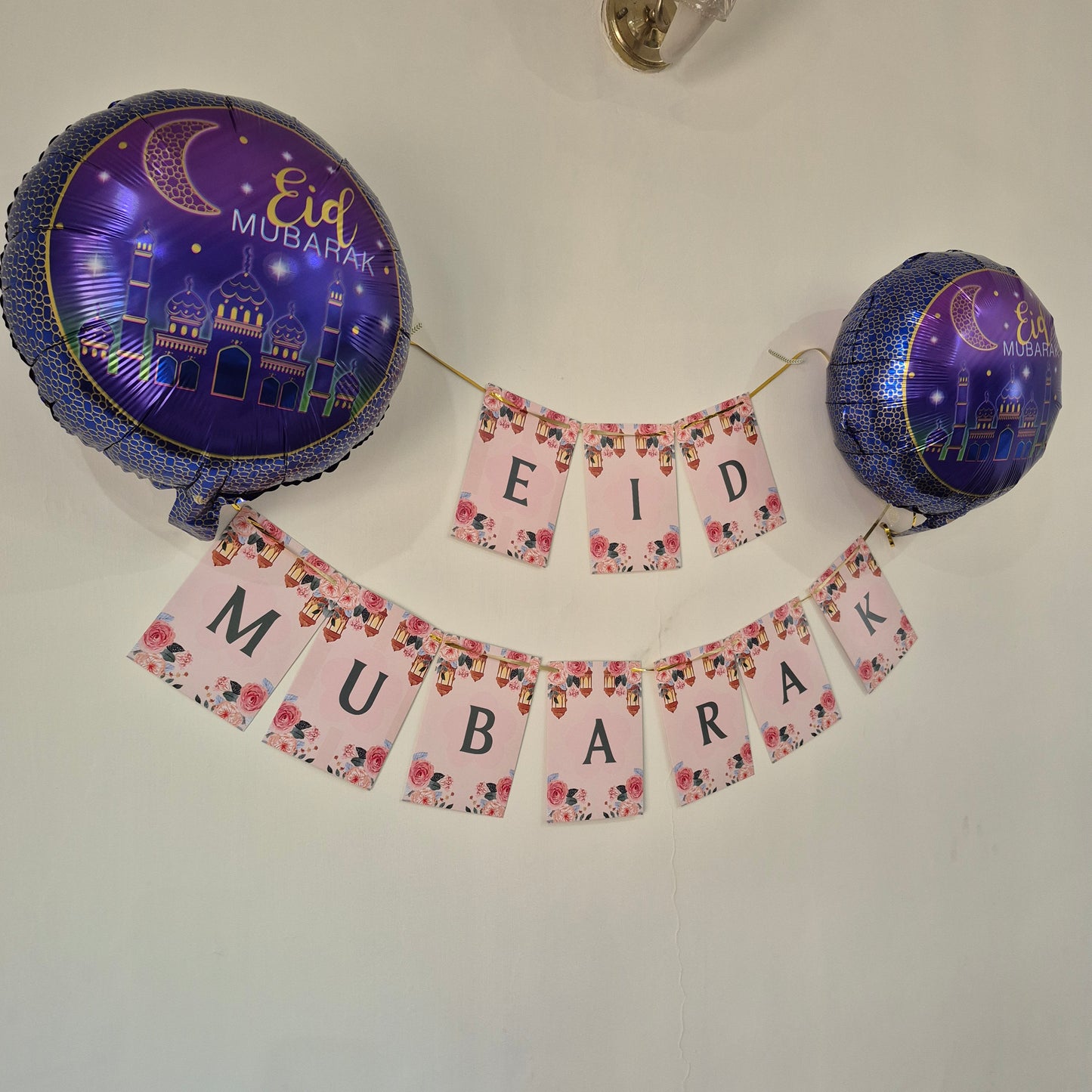 Bundle Pack - Eid Mubarak Banner + 2 Foil Balloons