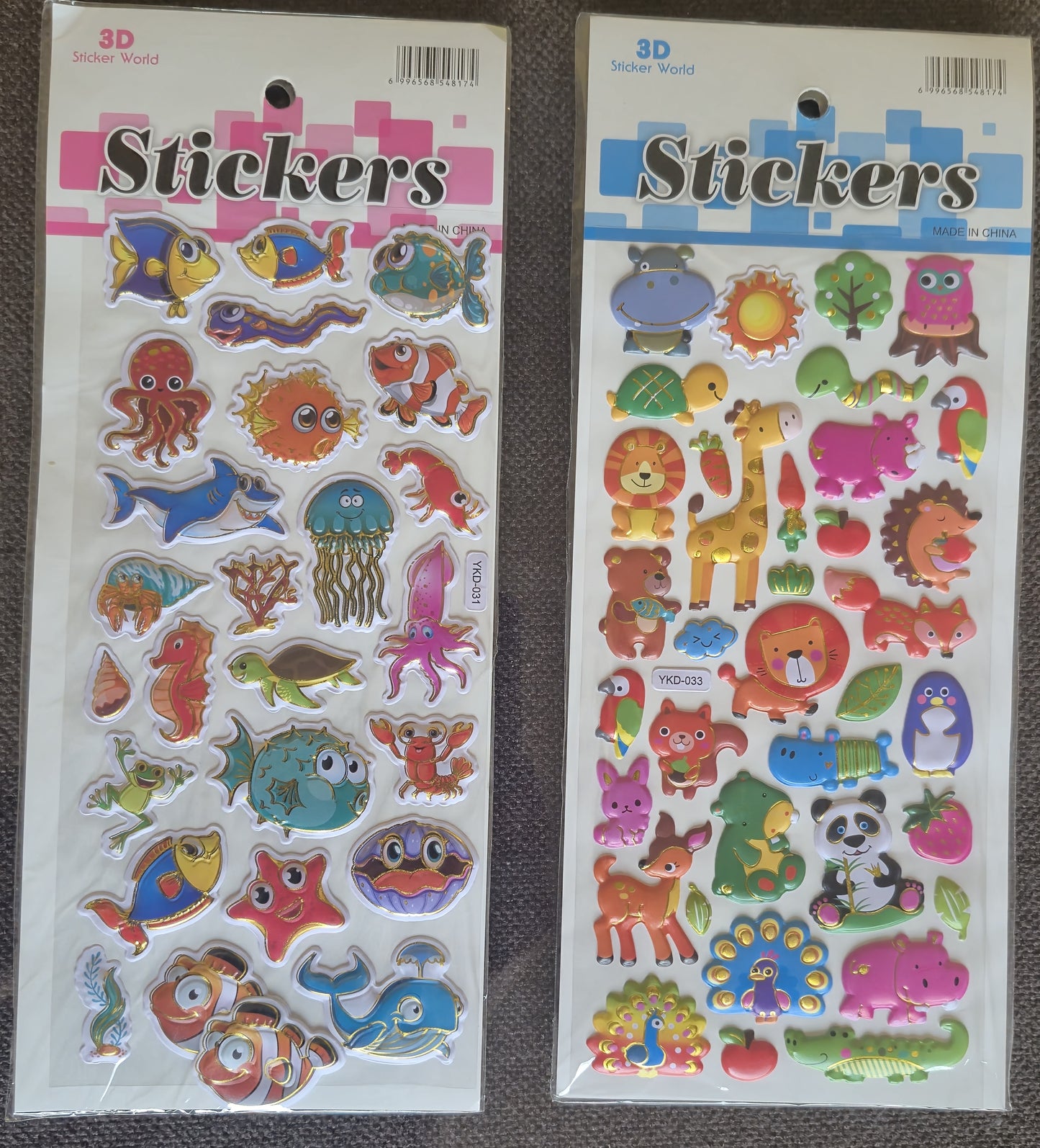 3D Animals & Sea Stickers (Pack of 2 Sheets)