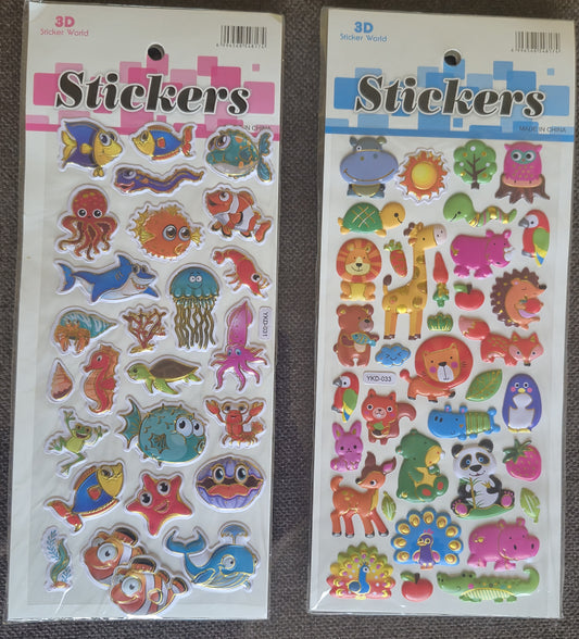 3D Animals & Sea Stickers (Pack of 2 Sheets)