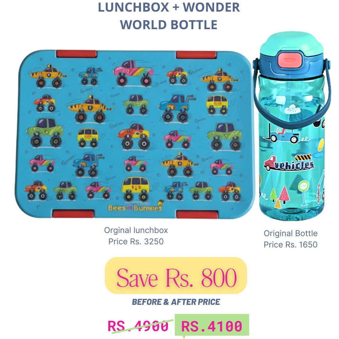 Vehicle Theme Lunchbox + WonderWorld Bottle Deal
