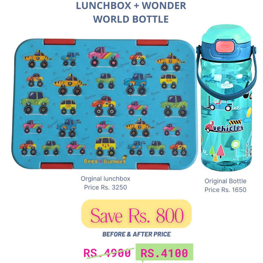 Vehicle Theme Lunchbox + WonderWorld Bottle Deal