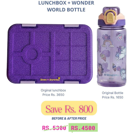 Purple Glitter Lunchbox + WonderWorld Bottle Deal