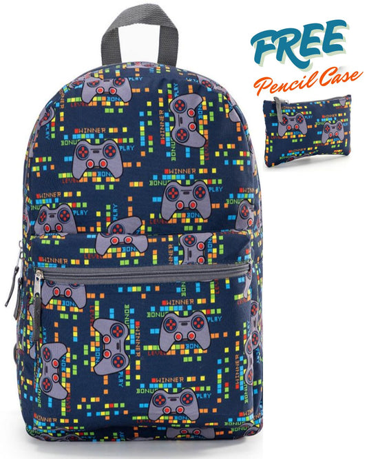 Gaming School Bag with FREE Matching Pencil Case