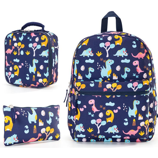 Dinosaur School Bag Set (Bag + Lunch Bag + Pencil Case)