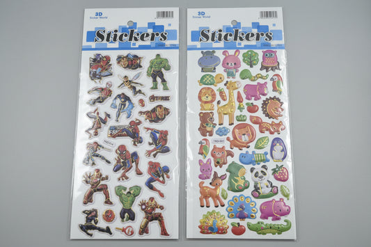 3D Spiderman & Animals Stickers (Pack of 2 Sheets)