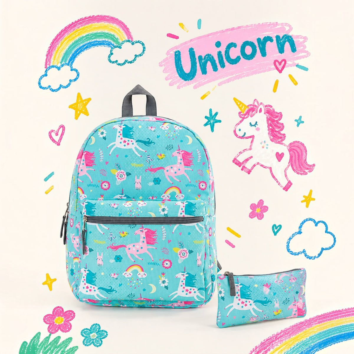 Unicorn School Bag with FREE Matching Pencil Case
