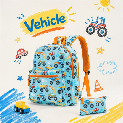 Vehicle School Bag with FREE Matching Pencil Case