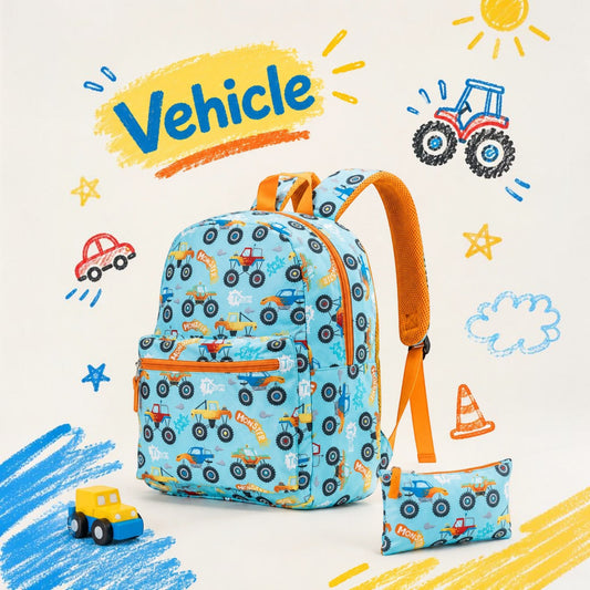 Vehicle School Bag with FREE Matching Pencil Case