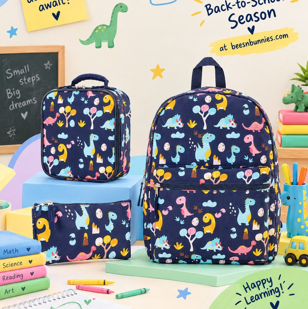 Dinosaur School Bag Set (Bag + Lunch Bag + Pencil Case)