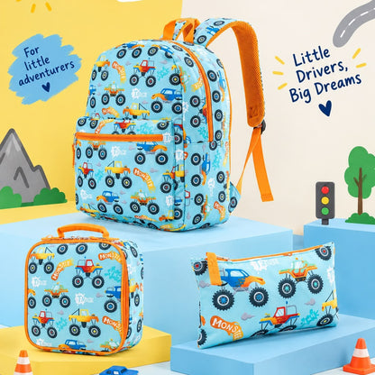 Vehicle School Bag Set (Bag + Lunch Bag + Pencil Case)