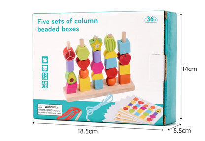 Wooden Stacking Toy for Toddlers – Colorful Lacing Activity