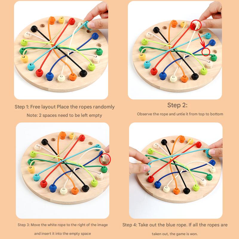 Wooden Rope Untangling Puzzle Game – Brain-Boosting Logic Toy for Kids