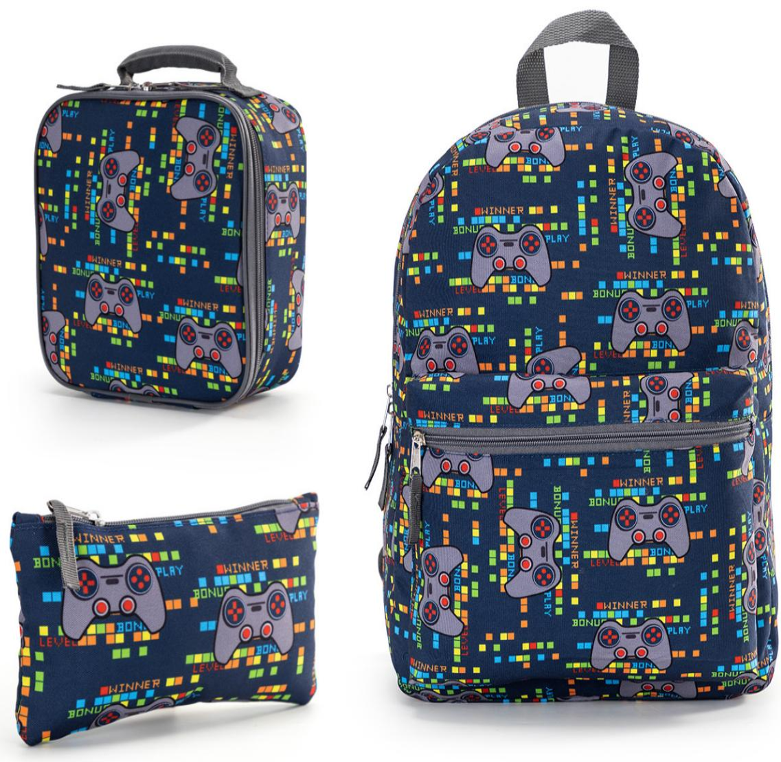 Gaming School Bag Set (Bag + Lunch Bag + Pencil Case)