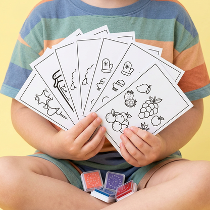 Kids Easy Finger Stamp Coloring Sheets (Pack of 6)