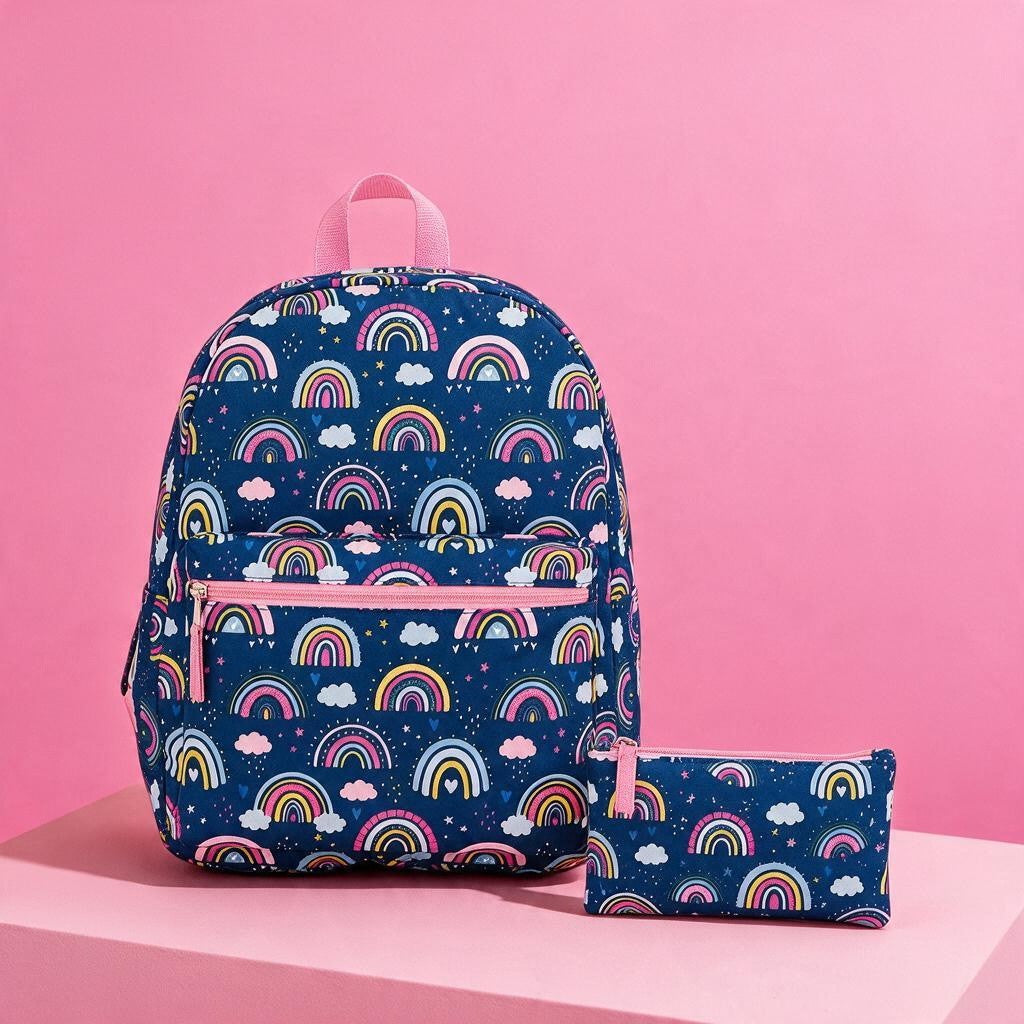 Rainbow School Bag with FREE Matching Pencil Case