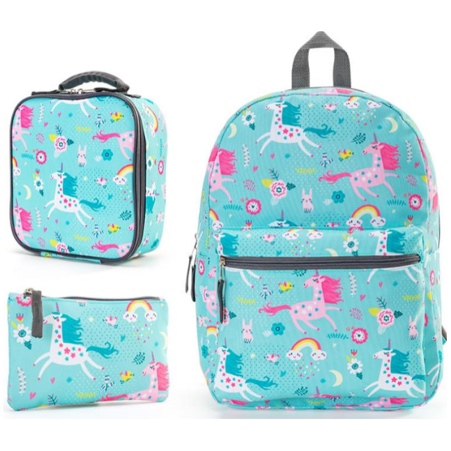 Unicorn School Bag Set (Bag + Lunch Bag + Pencil Case)