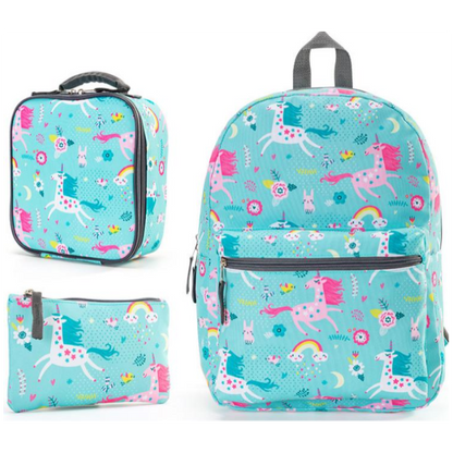 Unicorn School Bag Set (Bag + Lunch Bag + Pencil Case)