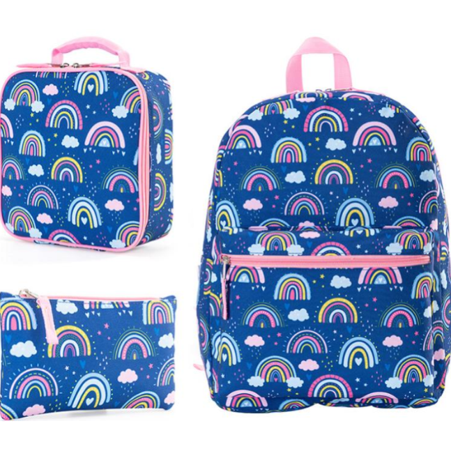 Rainbow School Bag Set (Bag + Lunch Bag + Pencil Case)