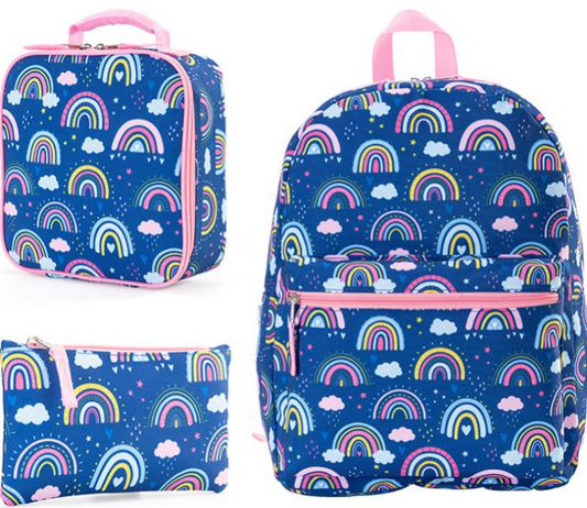 Rainbow School Bag Set (Bag + Lunch Bag + Pencil Case)