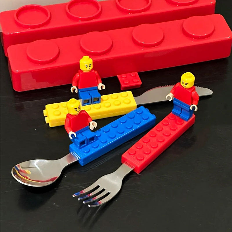 Stainless Steel Cutlery Set Knife, Fork and Spoon- Fun Building Blocks