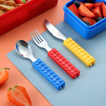 Stainless Steel Cutlery Set Knife, Fork and Spoon- Fun Building Blocks