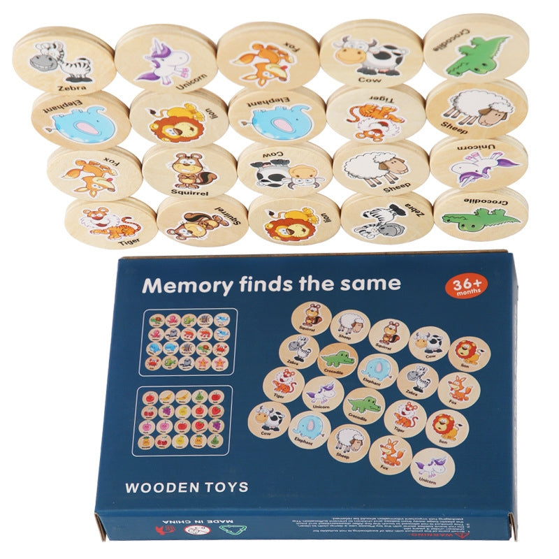 Wooden Animal Memory Matching Game for Kids