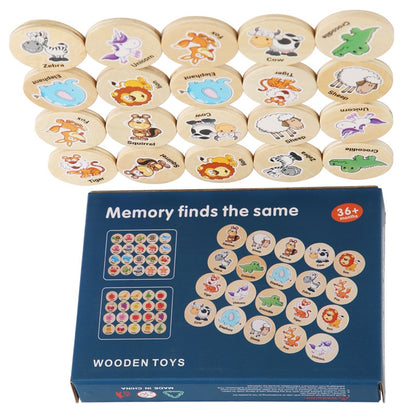 Wooden Animal Memory Matching Game for Kids