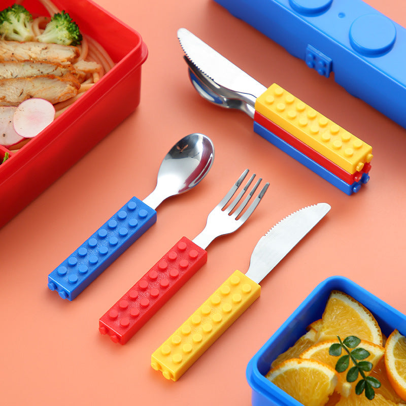 Stainless Steel Cutlery Set Knife, Fork and Spoon- Fun Building Blocks