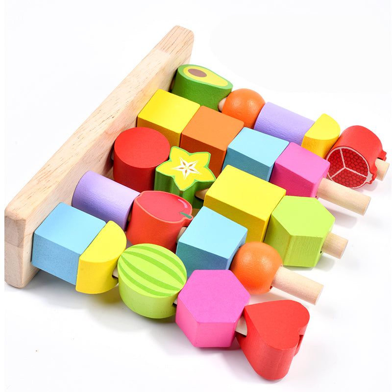 Wooden Stacking Toy for Toddlers – Colorful Lacing Activity