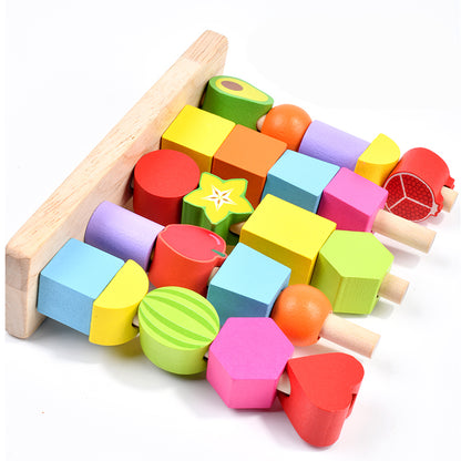 Wooden Stacking Toy for Toddlers – Colorful Lacing Activity