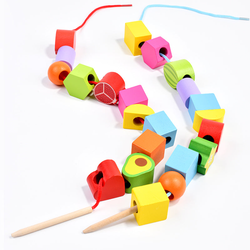 Wooden Stacking Toy for Toddlers – Colorful Lacing Activity