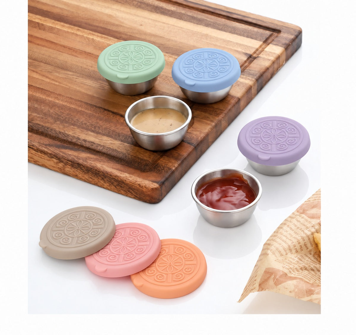 Small Stainless Steel Sauce Container with Silicon Lid