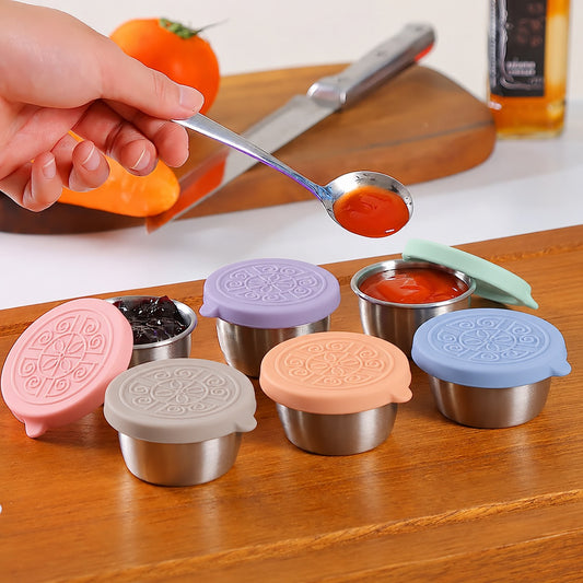 Small Stainless Steel Sauce Container with Silicon Lid