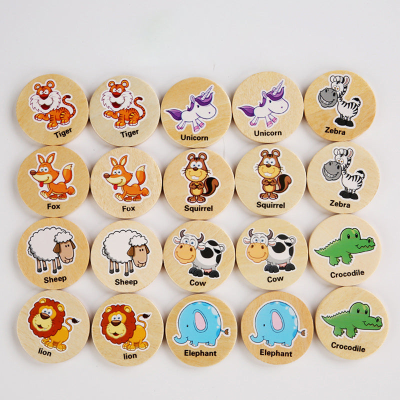 Wooden Animal Memory Matching Game for Kids