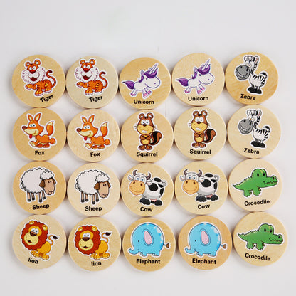 Wooden Animal Memory Matching Game for Kids